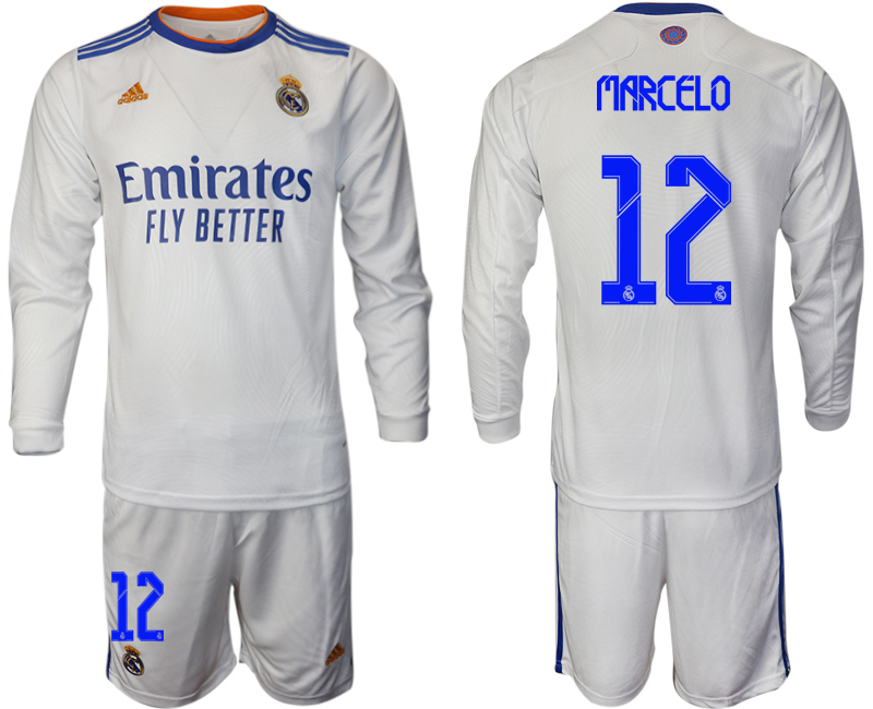 Men 2021-2022 Club Real Madrid home white Long Sleeve #12 Soccer Jersey->real madrid jersey->Soccer Club Jersey